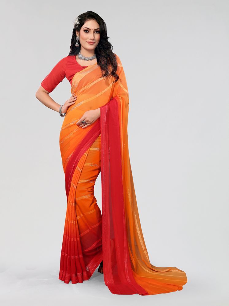     			ANAND SAREES Pack of 1 Georgette Dyed Saree With Blouse Piece ( Orange )