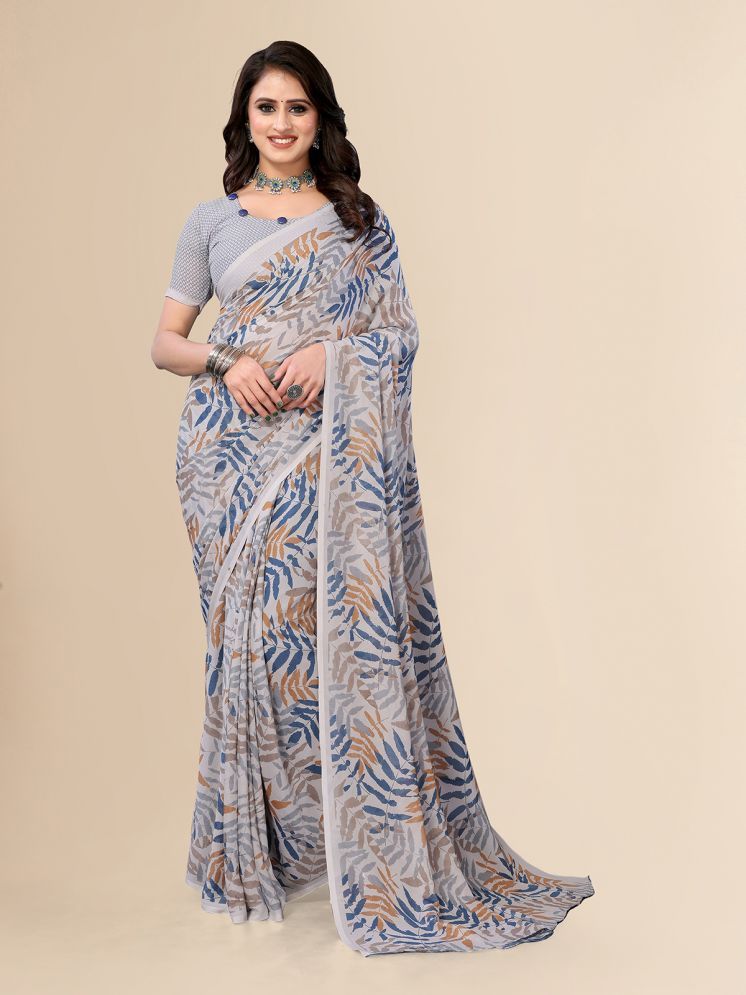     			ANAND SAREES Pack of 1 Georgette Printed Saree With Blouse Piece ( Grey )