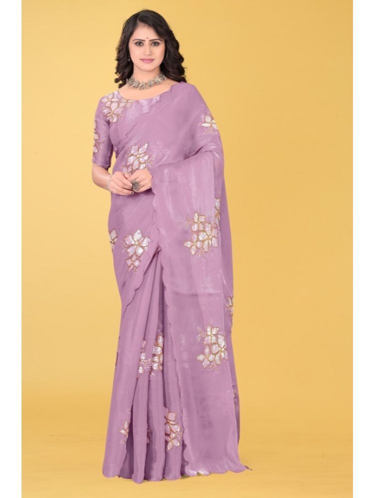     			Aika Pack of 1 Organza Embellished Saree With Blouse Piece ( Purple )