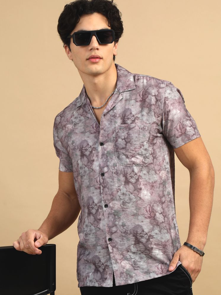     			Cool Colors 100% Cotton Slim Fit Printed Half Sleeves Men's Casual Shirt - Pink ( Pack of 1 )