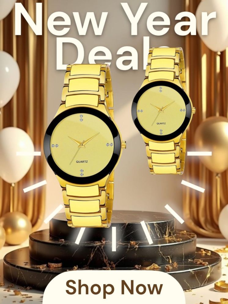     			Cosmic Gold PU Analog Couple's Watch