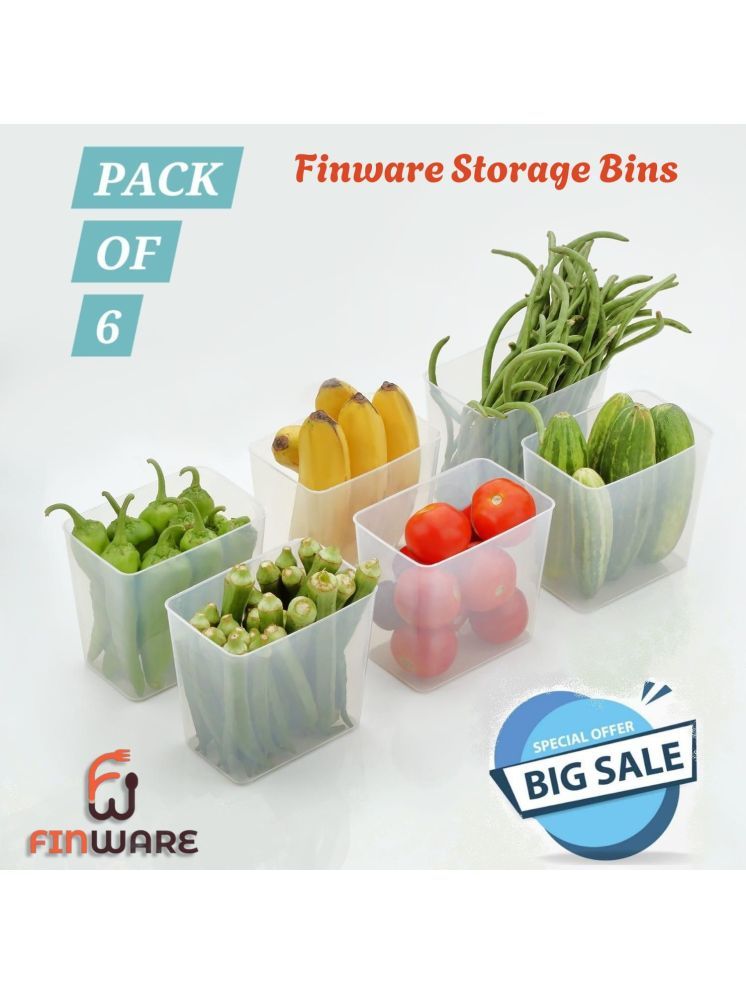     			FINWARE SET OF 6 BINS Plastic Transparent Multi-Purpose Container ( Set of 6 )