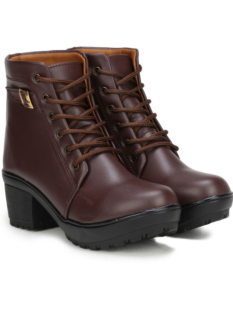     			Fashimo Brown Women's Ankle Length Boots