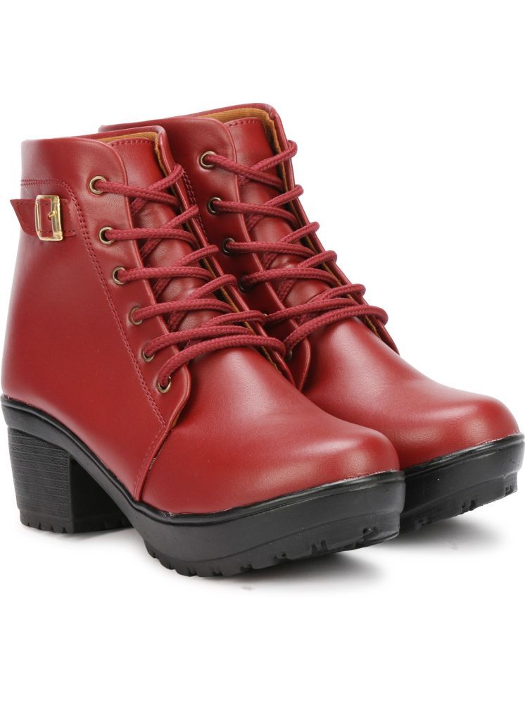     			Fashimo Maroon Women's Ankle Length Boots