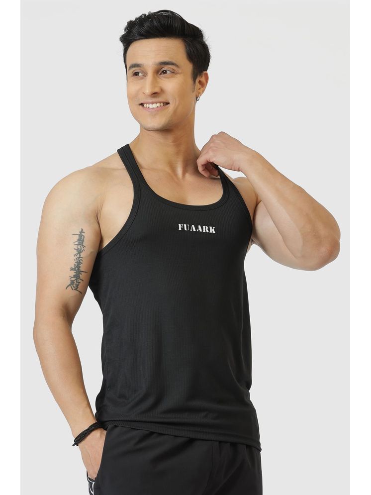     			Fuaark Black Polyester Regular Fit Men's Tanks ( Pack of 1 )