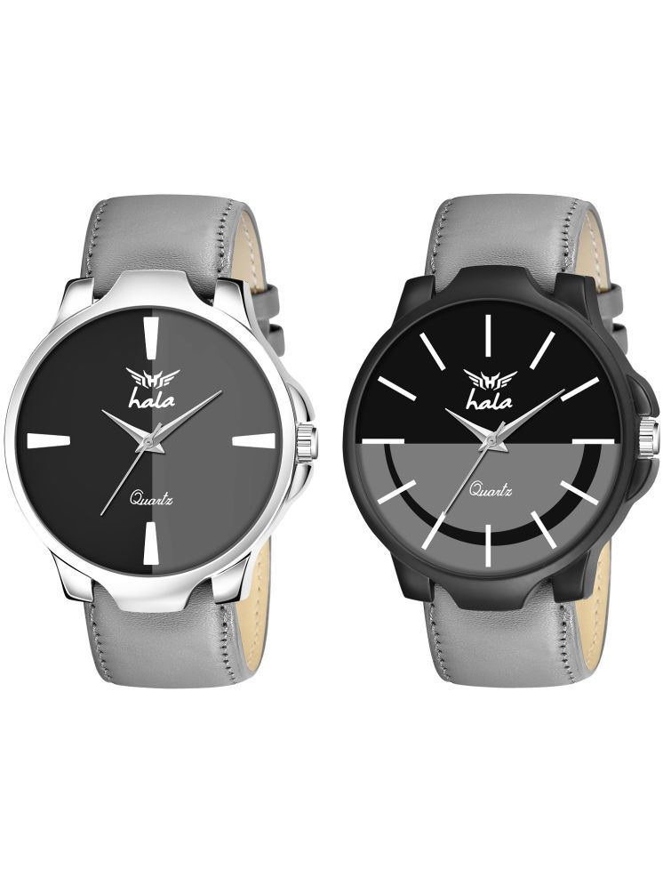     			Hala Light Grey Leather Analog Men's Watch