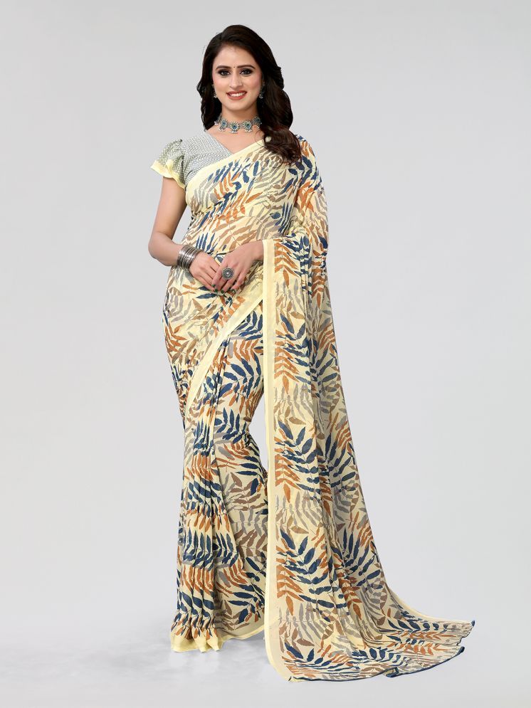     			Kashvi Sarees Pack of 1 Georgette Printed Saree With Blouse Piece ( Cream )