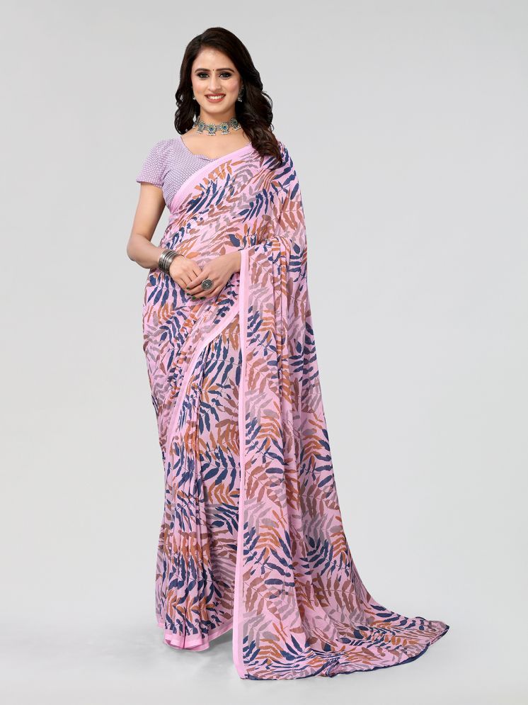     			Kashvi Sarees Pack of 1 Georgette Printed Saree With Blouse Piece ( Pink )