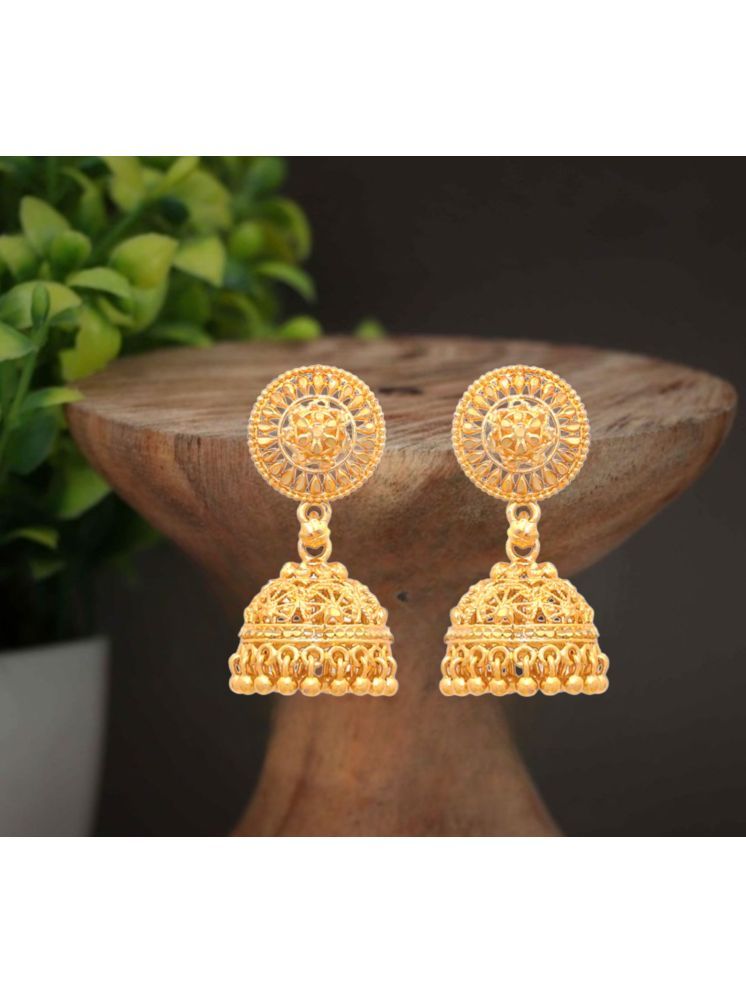     			LUV FASHION Golden Jhumki Earrings ( Pack of 1 )