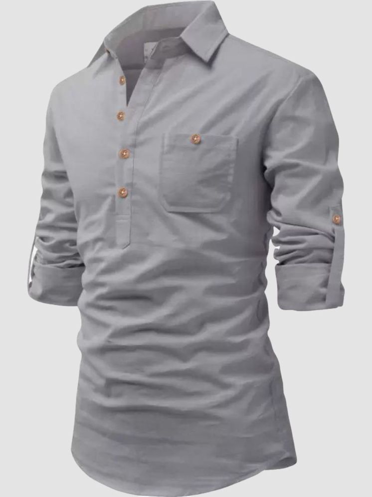     			Life Roads Grey Cotton Men's Shirt Style Kurta ( Pack of 1 )