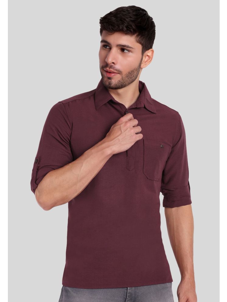     			Life Roads Maroon Cotton Men's Shirt Style Kurta ( Pack of 1 )