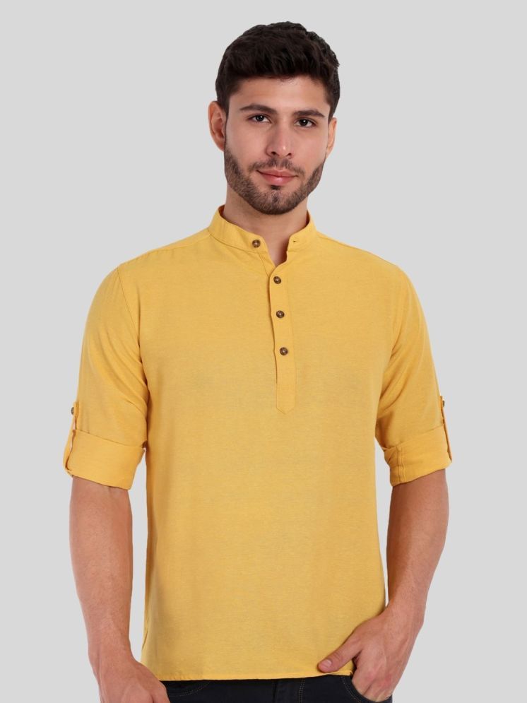     			Life Roads Yellow Cotton Men's Shirt Style Kurta ( Pack of 1 )