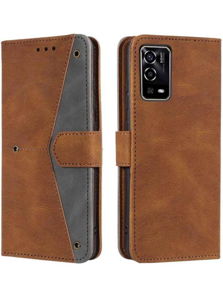     			Masque Brown Flip Cover Artificial Leather Compatible For Oppo A55 ( Pack of 1 )