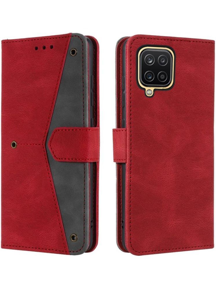     			Masque Red Flip Cover Artificial Leather Compatible For Samsung Galaxy A12 ( Pack of 1 )