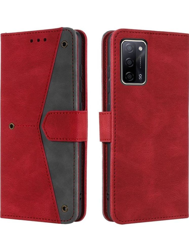     			Masque Red Flip Cover Artificial Leather Compatible For Oppo A53s ( Pack of 1 )