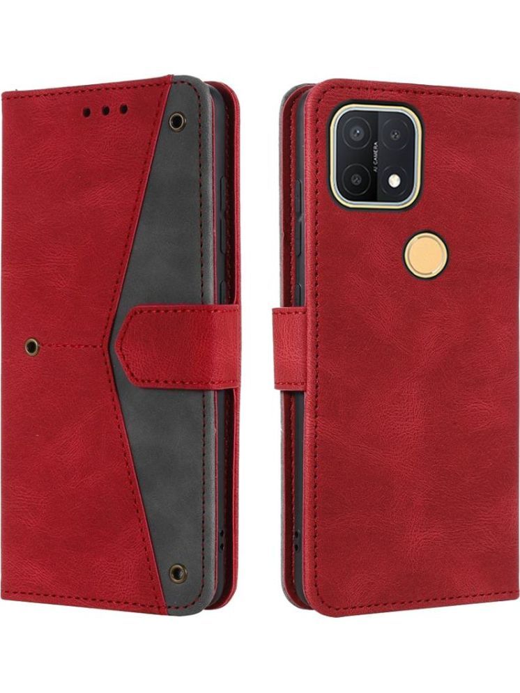     			Masque Red Flip Cover Artificial Leather Compatible For Oppo A15s ( Pack of 1 )