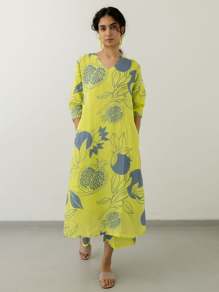     			Royal Export Viscose Printed Kurti With Pants Women's Stitched Salwar Suit - Yellow ( Pack of 1 )