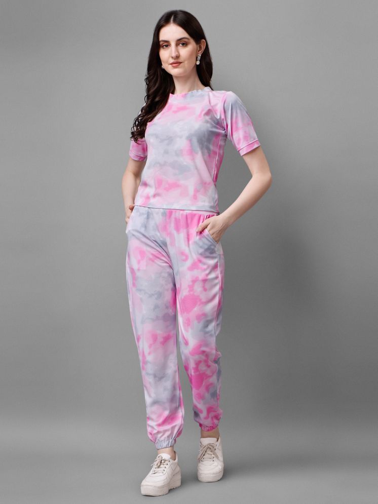     			Shine n Show Pink Dyed Joggers Top Set