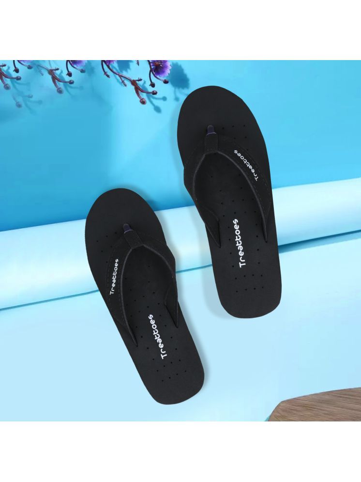     			TREATTOES Black Women's Thong Flip Flop