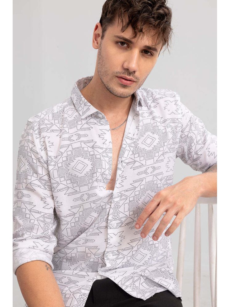     			U TURN Cotton Blend Slim Fit Printed Full Sleeves Men's Casual Shirt - White ( Pack of 1 )