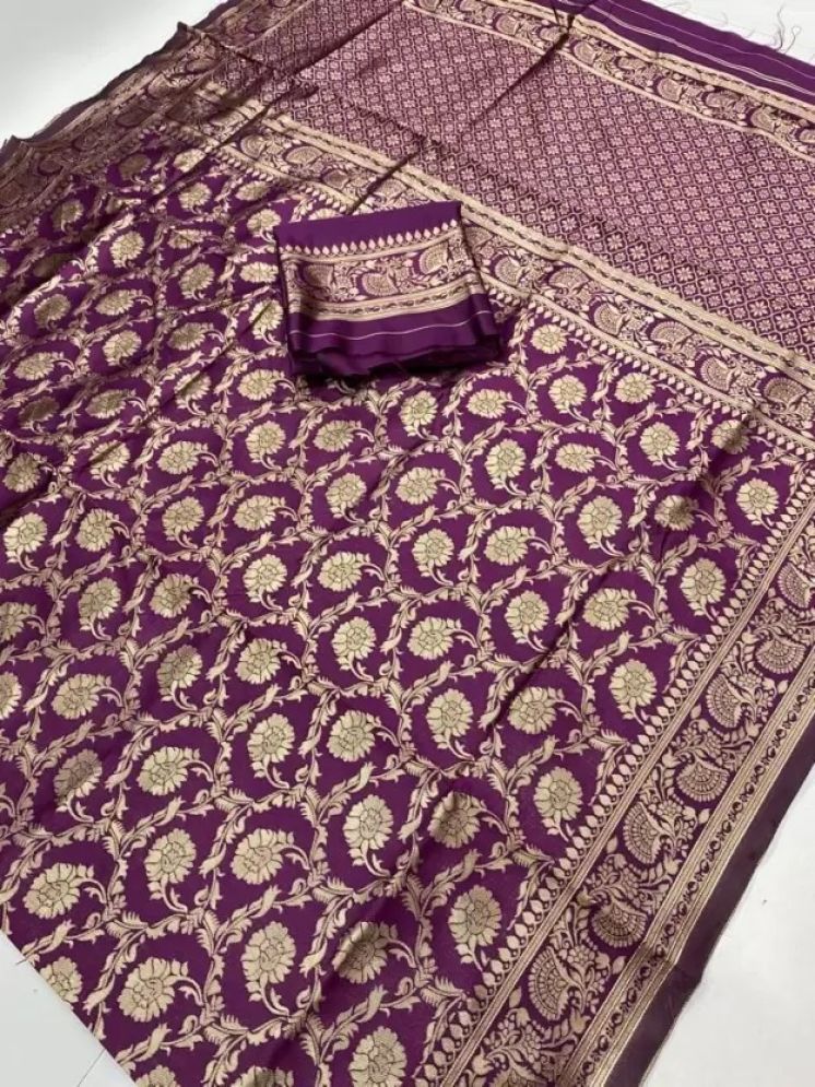     			Vkaran Pack of 1 Silk Embellished Saree With Blouse Piece ( Wine )