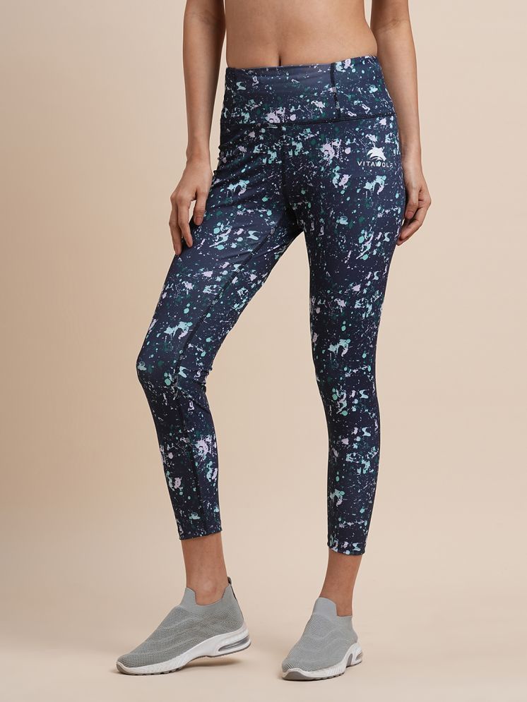     			vitawolf Navy Polyester Lycra Printed Tights - Single