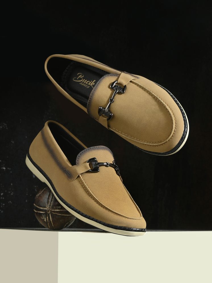     			Bucik Beige Men's Slip On Formal Shoes