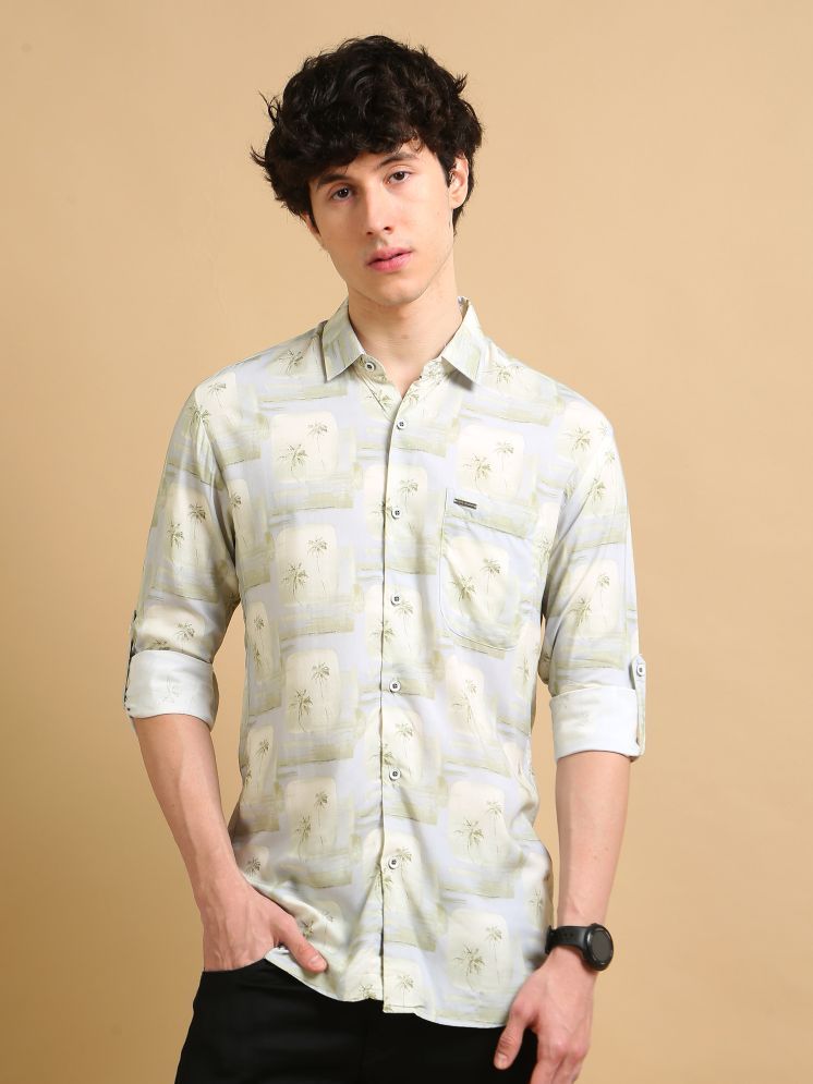     			Cool Colors 100% Cotton Slim Fit Printed Full Sleeves Men's Casual Shirt - Cream ( Pack of 1 )