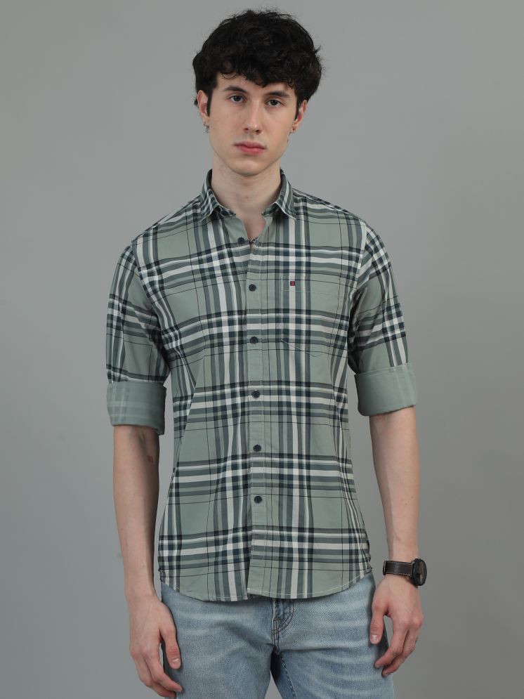     			Cool Colors 100% Cotton Slim Fit Checks Full Sleeves Men's Casual Shirt - Mint Green ( Pack of 1 )