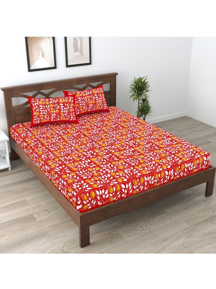     			Cosito Cotton 1 Double Bedsheet with 2 Pillow Covers ( Red )