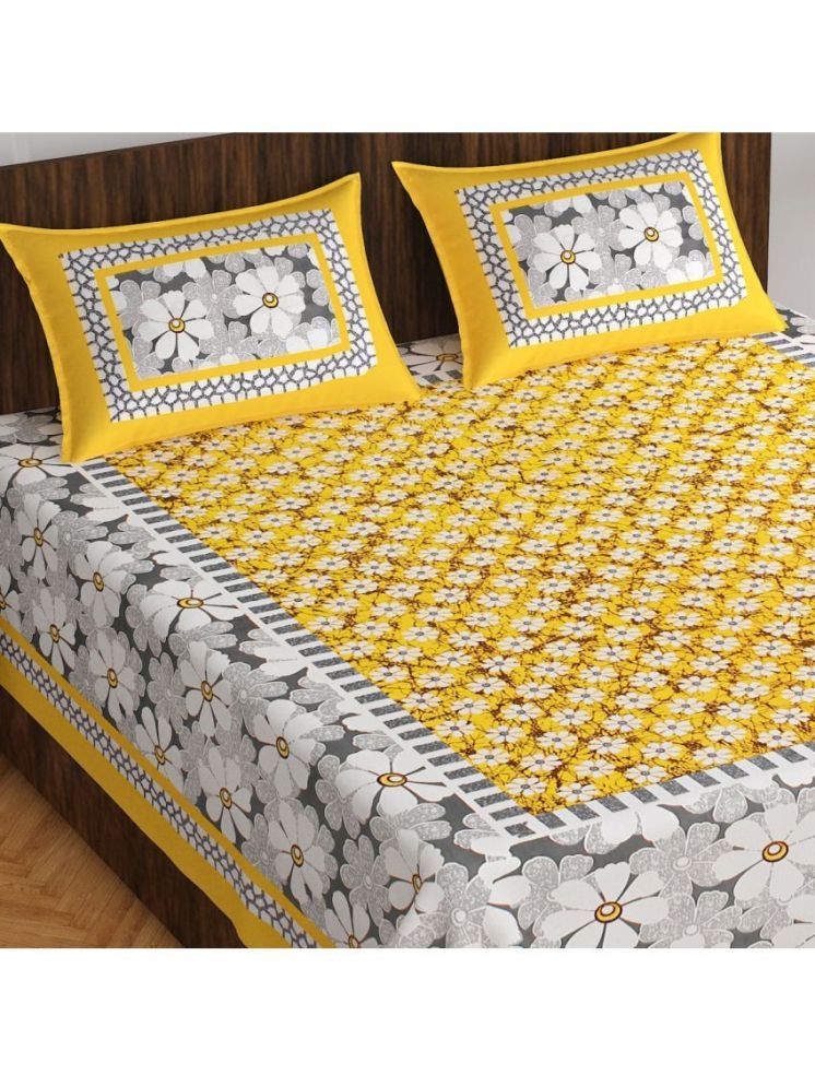     			Cosito Cotton 1 Double Bedsheet with 2 Pillow Covers ( Yellow )