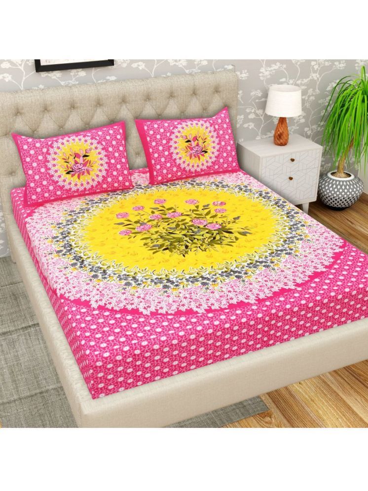     			Cosito Cotton 1 Double Bedsheet with 2 Pillow Covers ( Pink )