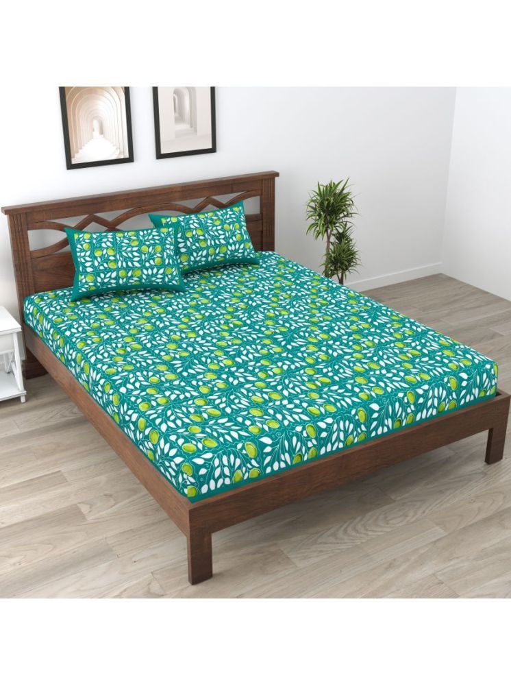     			Cosito Cotton 1 Double Bedsheet with 2 Pillow Covers ( Green )