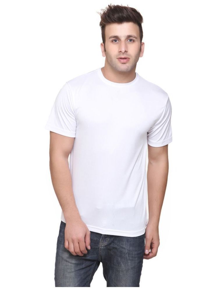     			Funky Guys Polyester Slim Fit Solid Half Sleeves Men's Round T-Shirt - White ( Pack of 1 )