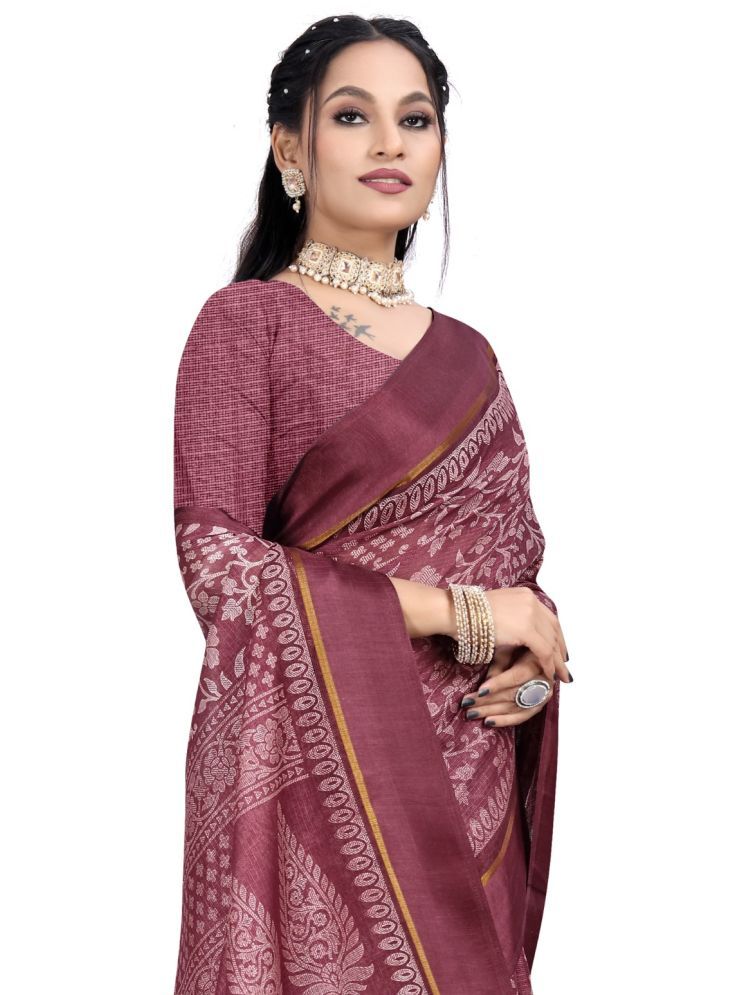     			INDIAN SILKS Pack of 1 Linen Checks Saree With Blouse Piece ( Pink )