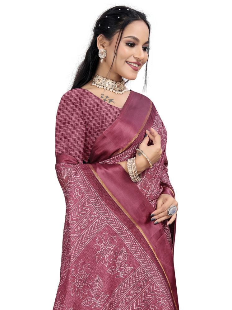     			INDIAN SILKS Pack of 1 Linen Checks Saree With Blouse Piece ( Magenta )