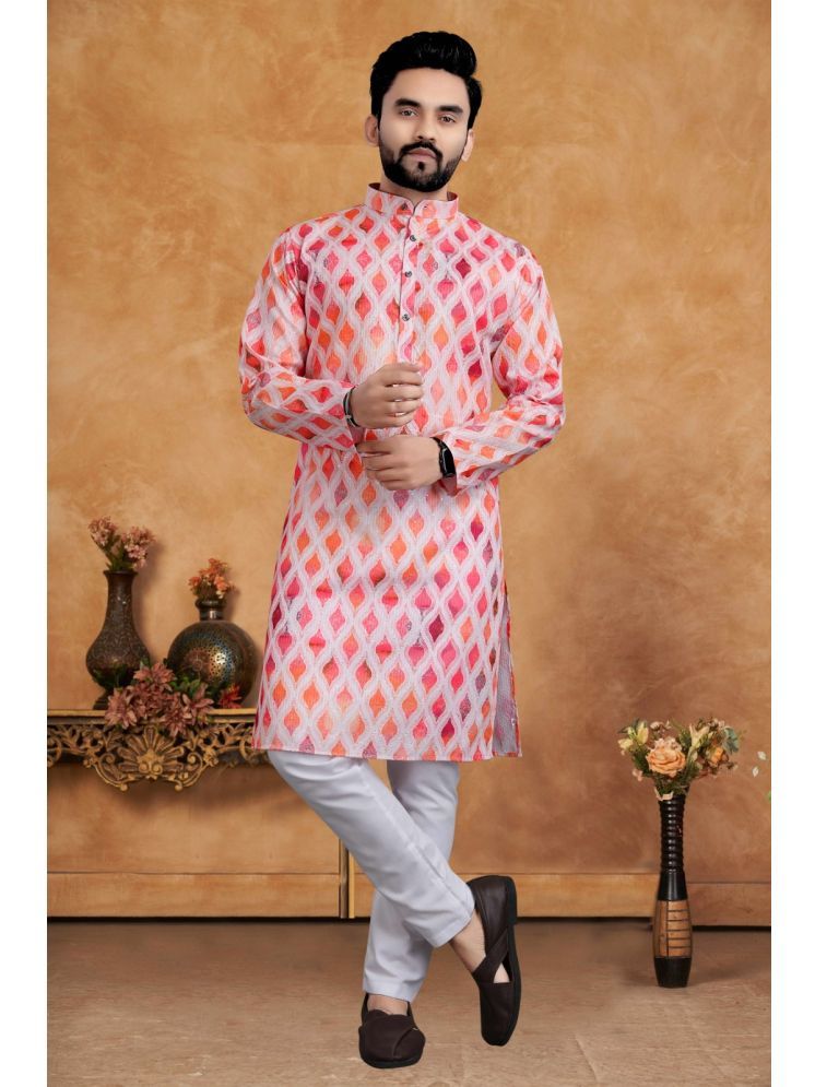     			KIRMESH FASHION Orange Cotton Men's Regular Kurta ( Pack of 1 )