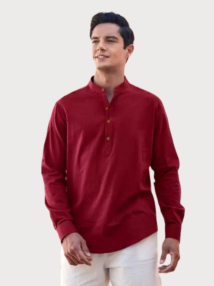     			Life Roads Maroon Cotton Men's Shirt Style Kurta ( Pack of 1 )