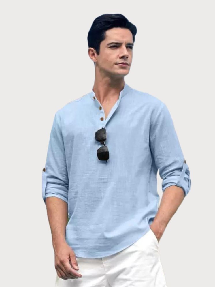     			Life Roads Sky Blue Cotton Men's Shirt Style Kurta ( Pack of 1 )