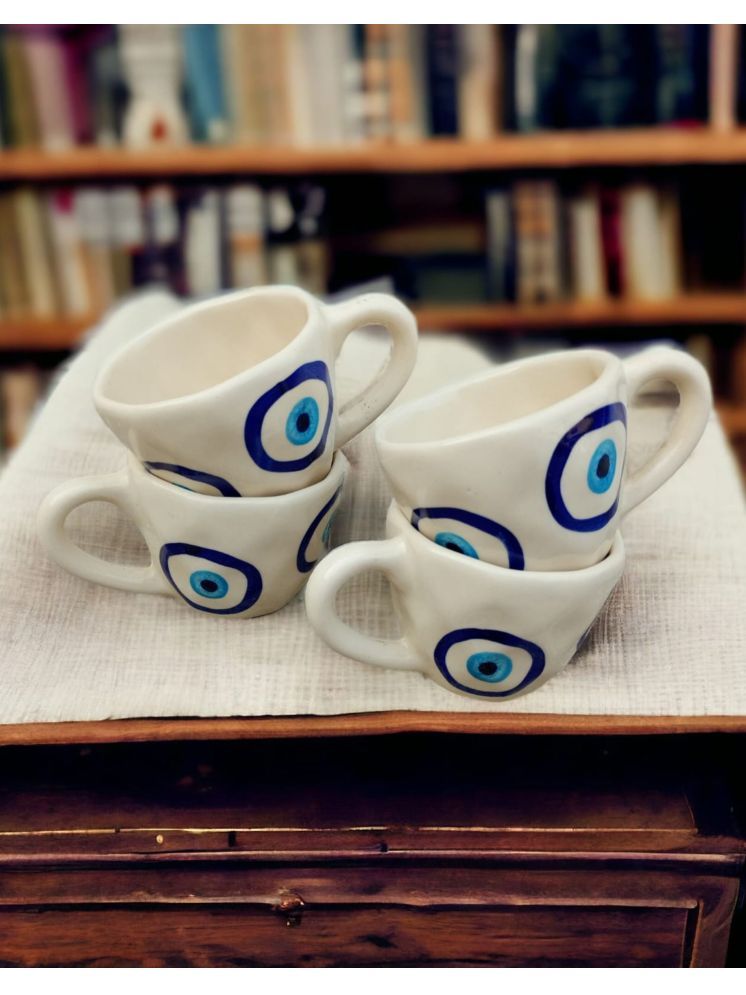     			Malaikah Evil Eye Cp & Sucr Ceramic Coffee Mug 150 mL ( Pack of 4 )