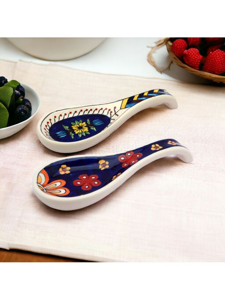     			Malaikah bluprnt blu spn Ceramic Printed Cutlery Holder Multi Color ( Pack of 2 )