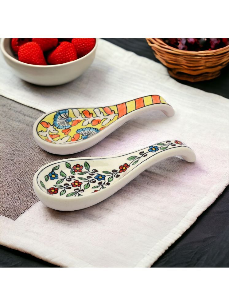     			Malaikah multi yllw spn Ceramic Printed Cutlery Holder Multi Color ( Pack of 2 )