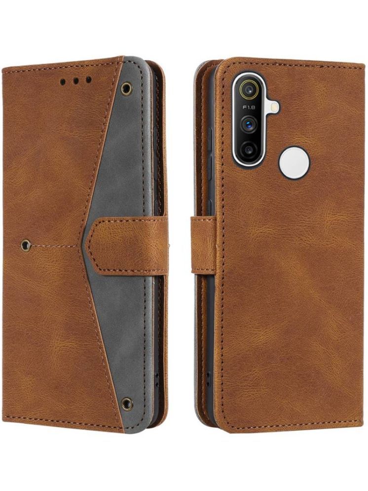     			Masque Brown Flip Cover Artificial Leather Compatible For Realme Narzo 10A ( Pack of 1 )