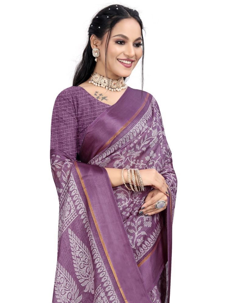     			THE PRIVATE LABLE Pack of 1 Linen Checks Saree With Blouse Piece ( Purple )