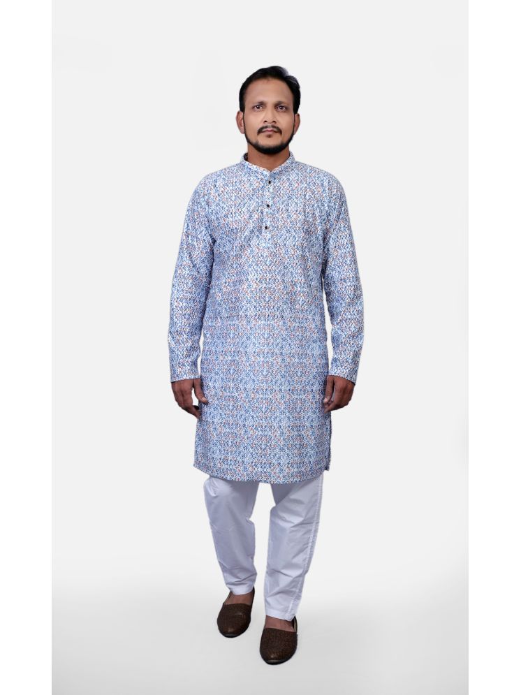     			VILLAIN Blue Silk Men's Regular Kurta ( Pack of 1 )