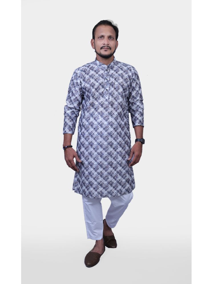     			VILLAIN Grey Silk Men's Regular Kurta ( Pack of 1 )