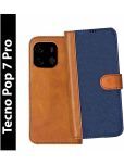 Knotyy Brown Flip Cover Artificial Leather Compatible For Tecno Pop 7 Pro ( Pack of 1 )