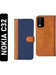 Knotyy Brown Flip Cover Artificial Leather Compatible For Nokia C32 ( Pack of 1 )