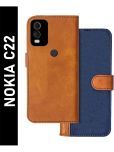 Knotyy Brown Flip Cover Artificial Leather Compatible For Nokia C22 ( Pack of 1 )