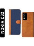 Knotyy Brown Flip Cover Artificial Leather Compatible For Nokia C32 ( Pack of 1 )